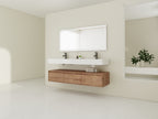 60 Inch Wall-Mounted Bathroom Vanity with Double Resin Sink