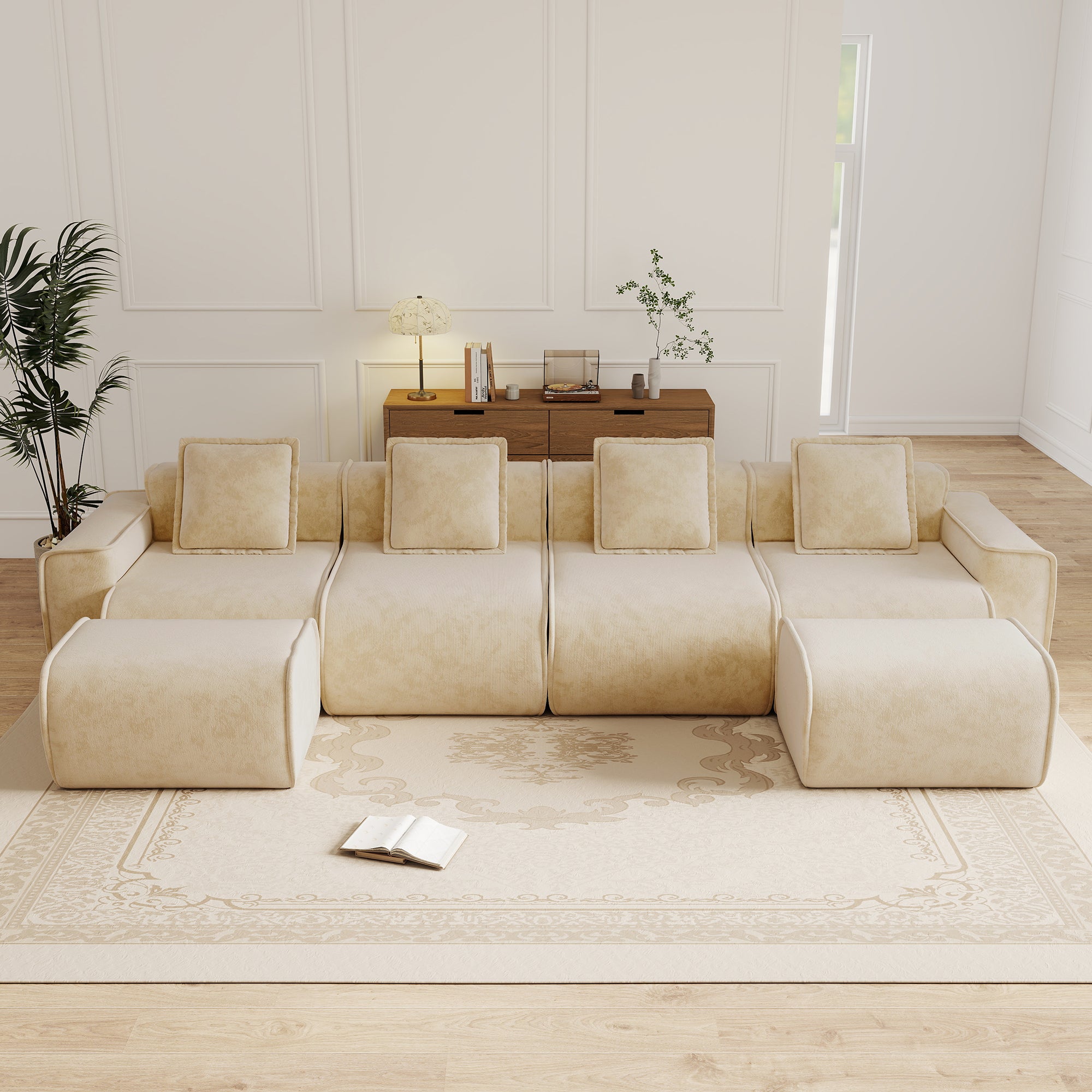 Streamlined Design Modular 4 Seat U Shape Sectional Sofa