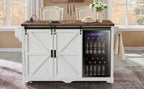 K&K 72" Farmhouse Kitchen Island with Fridge Storage