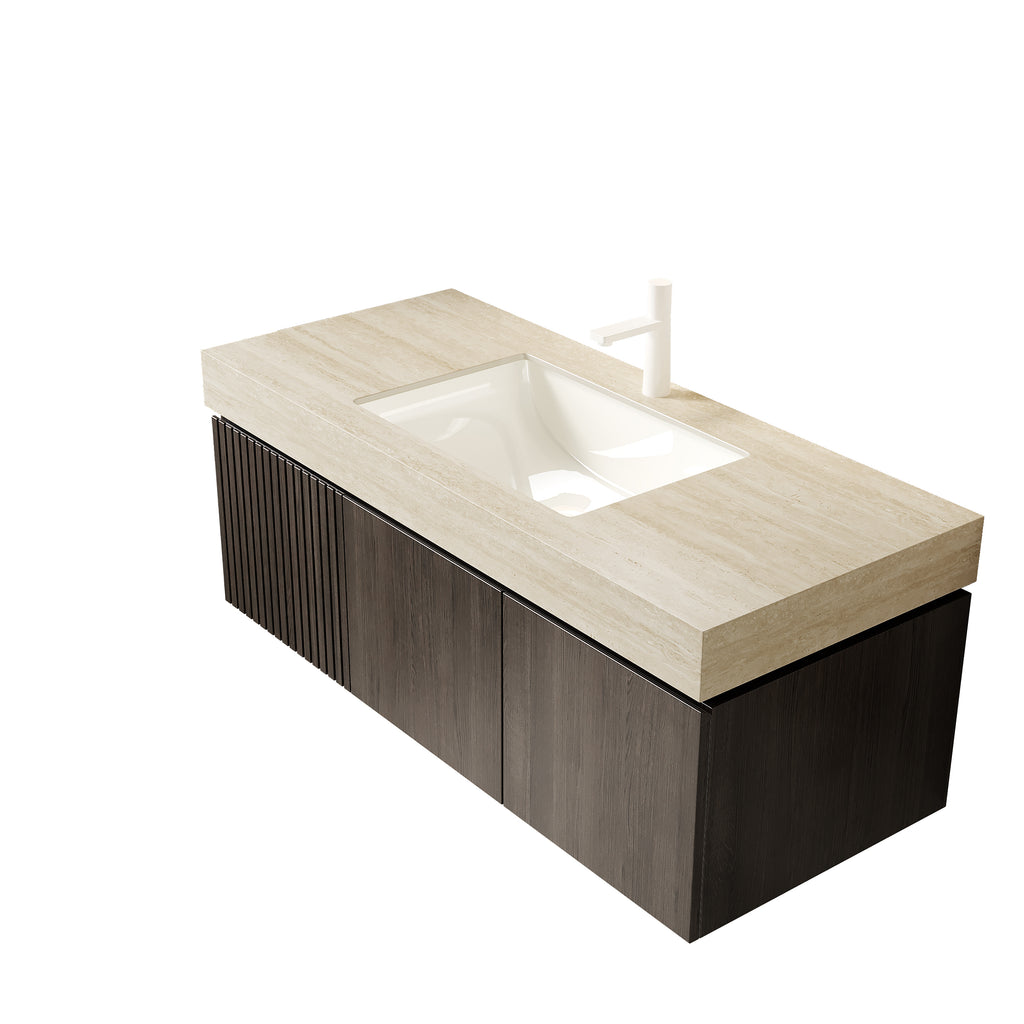 48" MURI Roma Travertine-Pattern Countertop and Undermount Basin