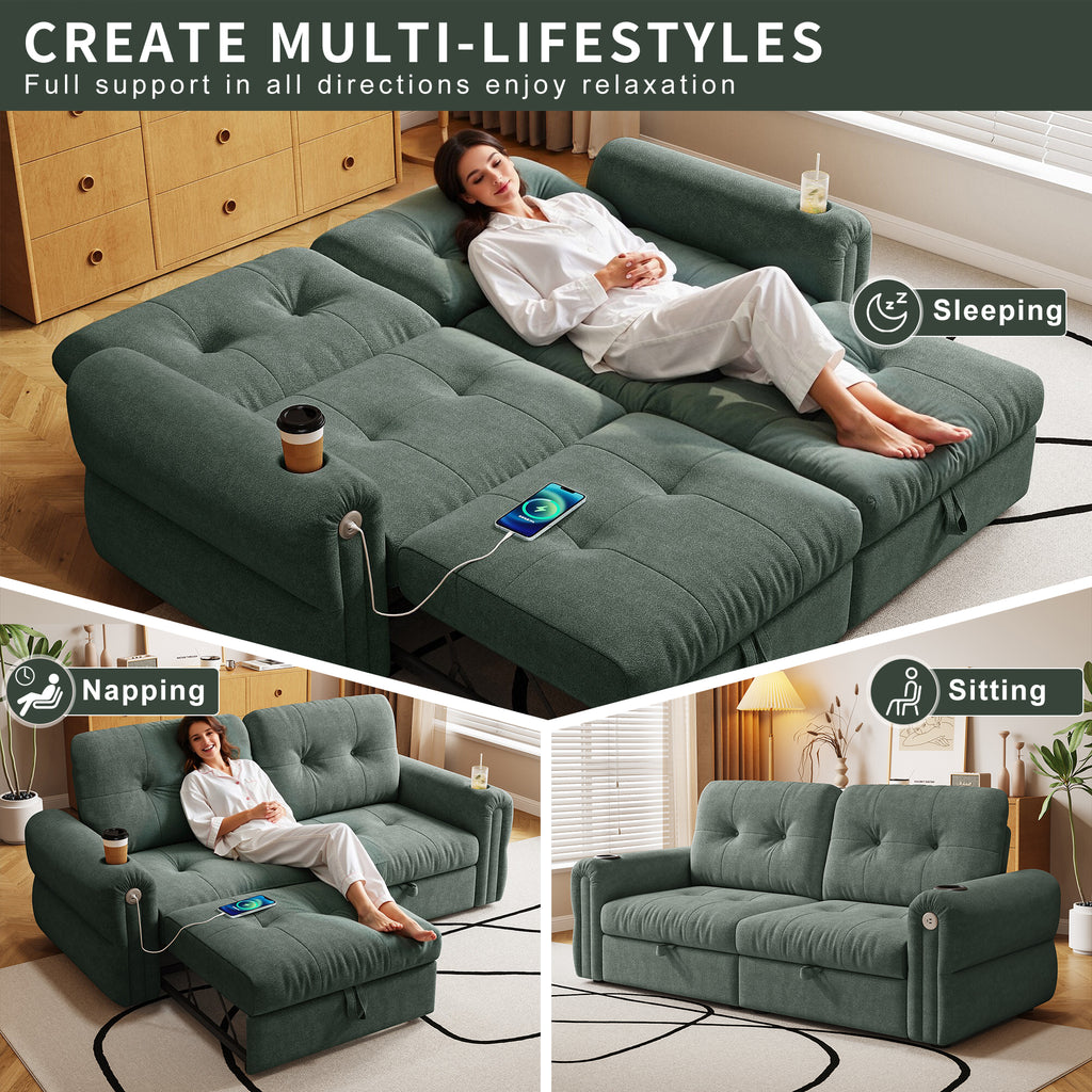 77-Inch Multi-Functional Convertible Sofa Bed