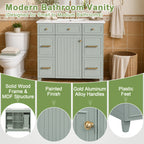 36" Green Bathroom Vanity with Ceramic Sink