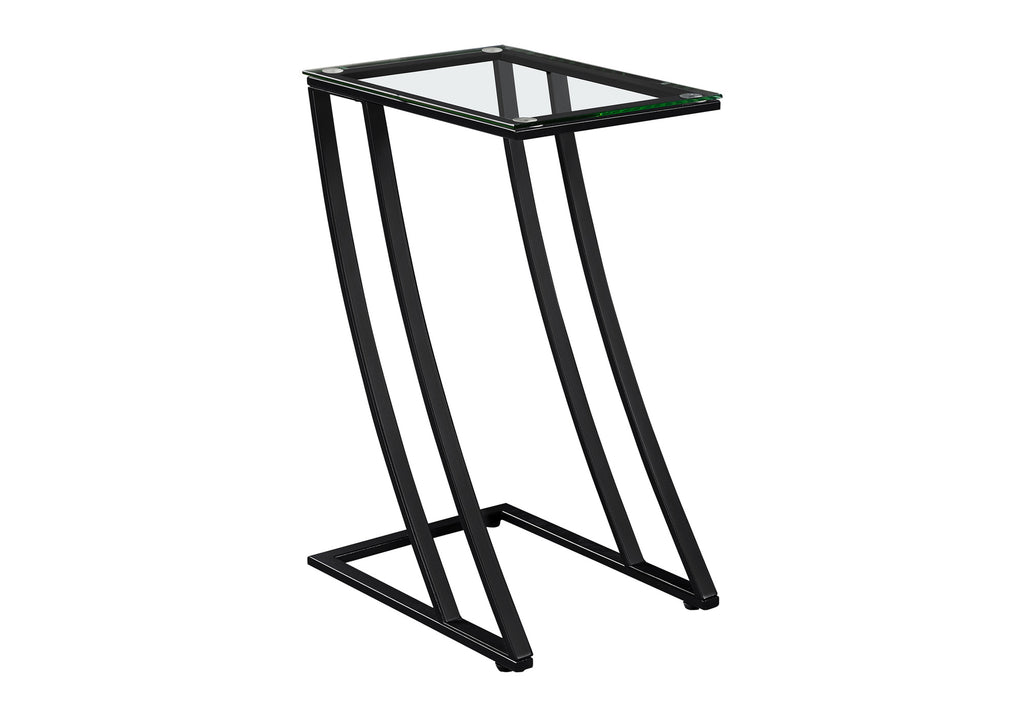 C-shaped Accent Table with Tempered Glass Top