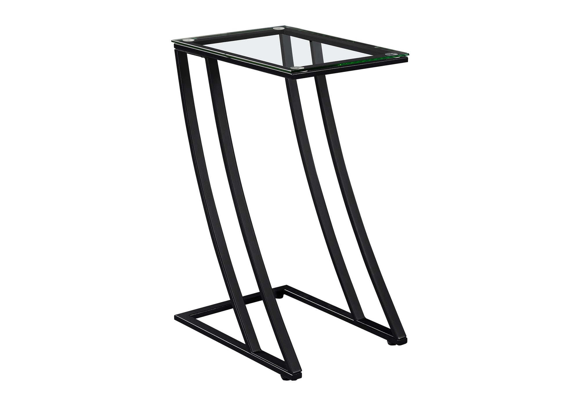 C-shaped Accent Table with Tempered Glass Top