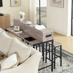 59 Inch Bar Table with Power Socket and LED Light Set