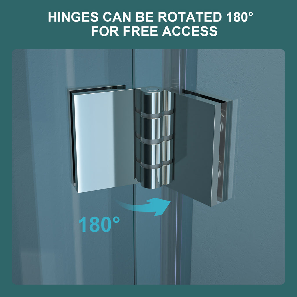 34"W x 72"H Frameless Shower Door with Tempered Glass