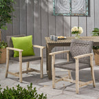 Hampton Wood and Wicker Dining Chair Set of 2