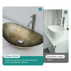 Artistic Tempered Glass Elegant Gold-Foil Glass Vessel Sink