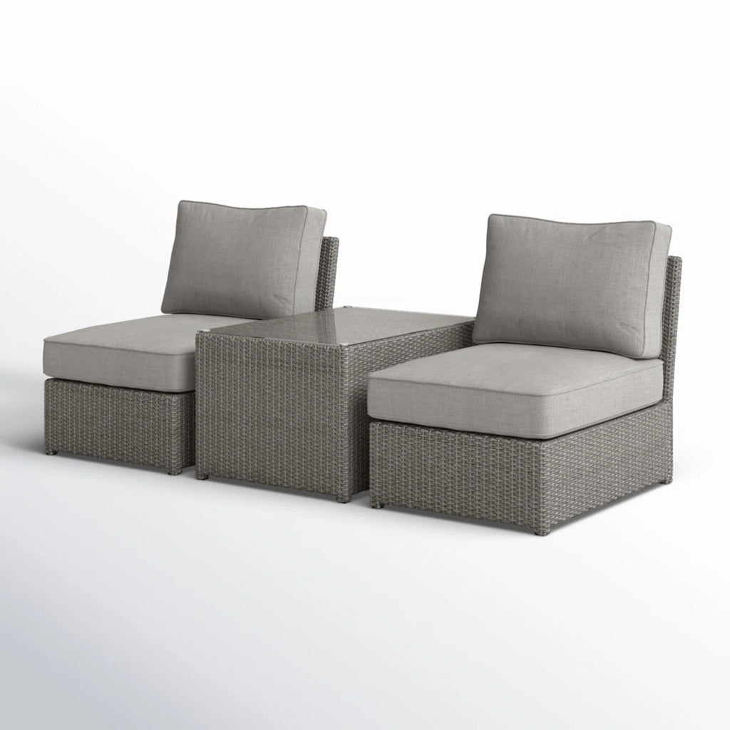 Fully Assembled 2-Piece Wicker Outdoor Seating Set with Cushions