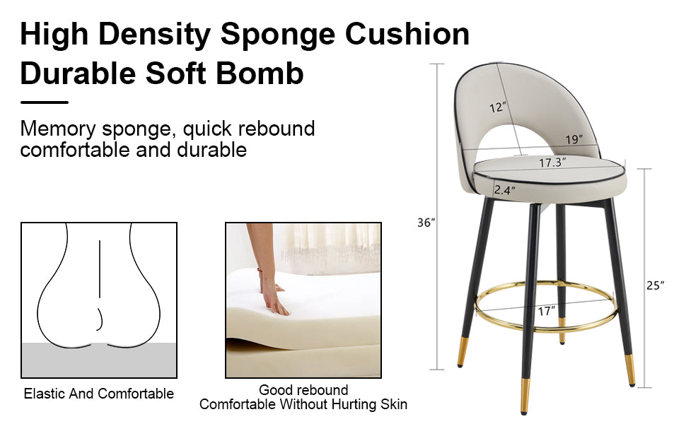 360° Rotatable Bar Chair Set of 2