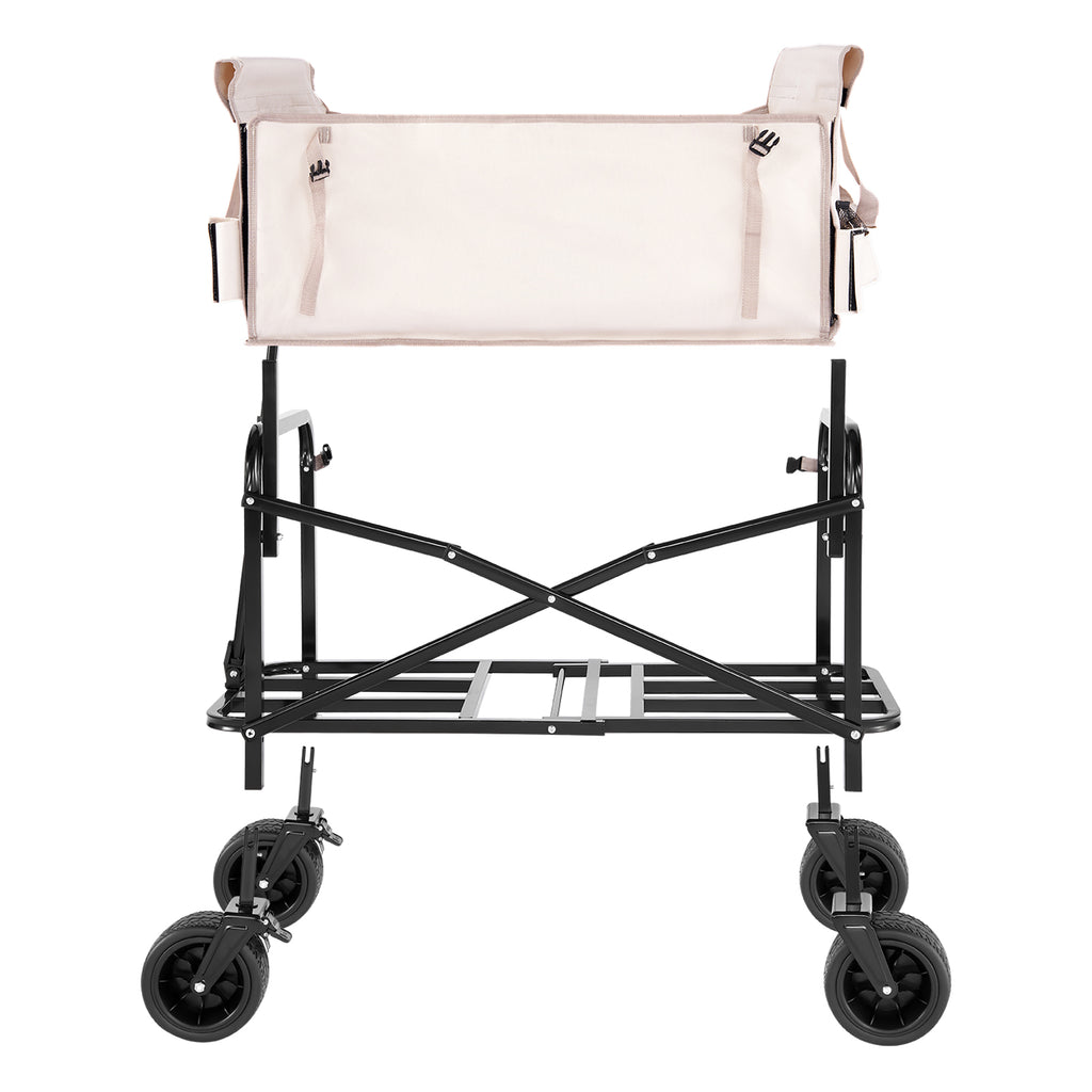 Foldable Wagon Cart Converts to Bench - 550lb Load & 220L Utility Wagon for Camp