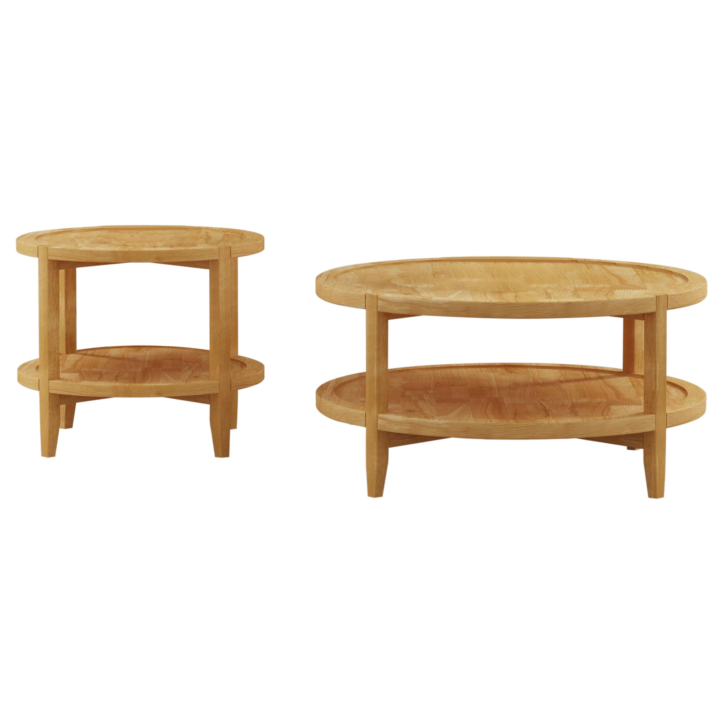 Elliott Maple 2-Piece Round Coffee and End Table Set