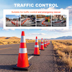 36" Heavy-Duty Traffic Cones with Reflective Collars - 4 Pack