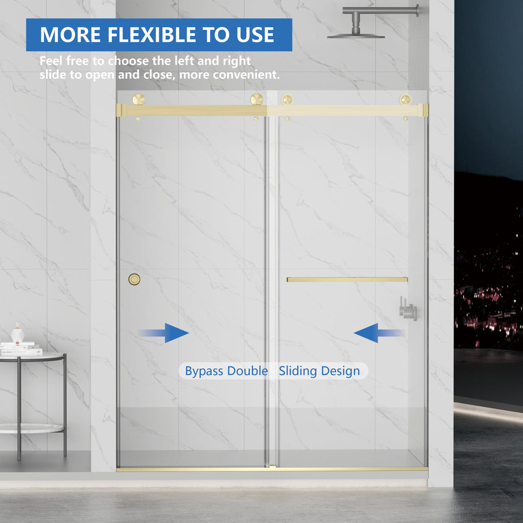 Frameless Shower Door with Double Sliding Mechanism