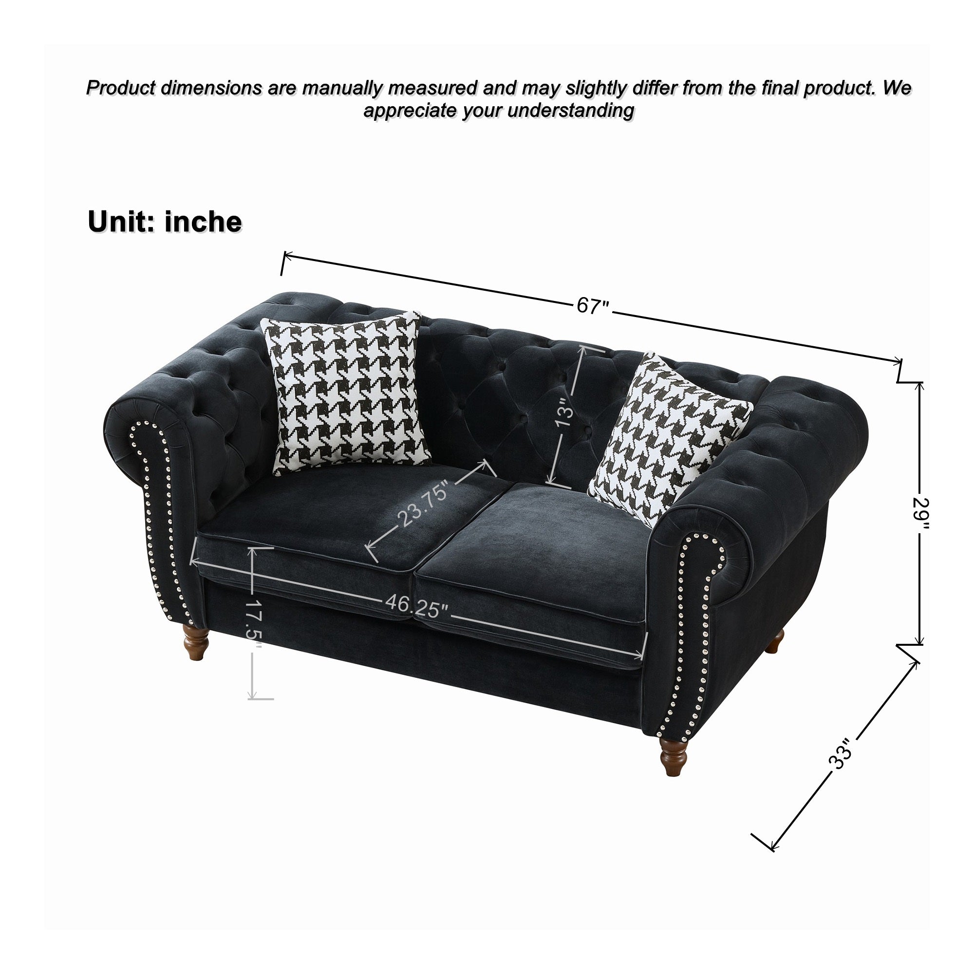 Chesterfield Velvet Upholstered Sofa