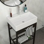 24" x 16.75" Bathroom Ceramic Console Sink with Overflow