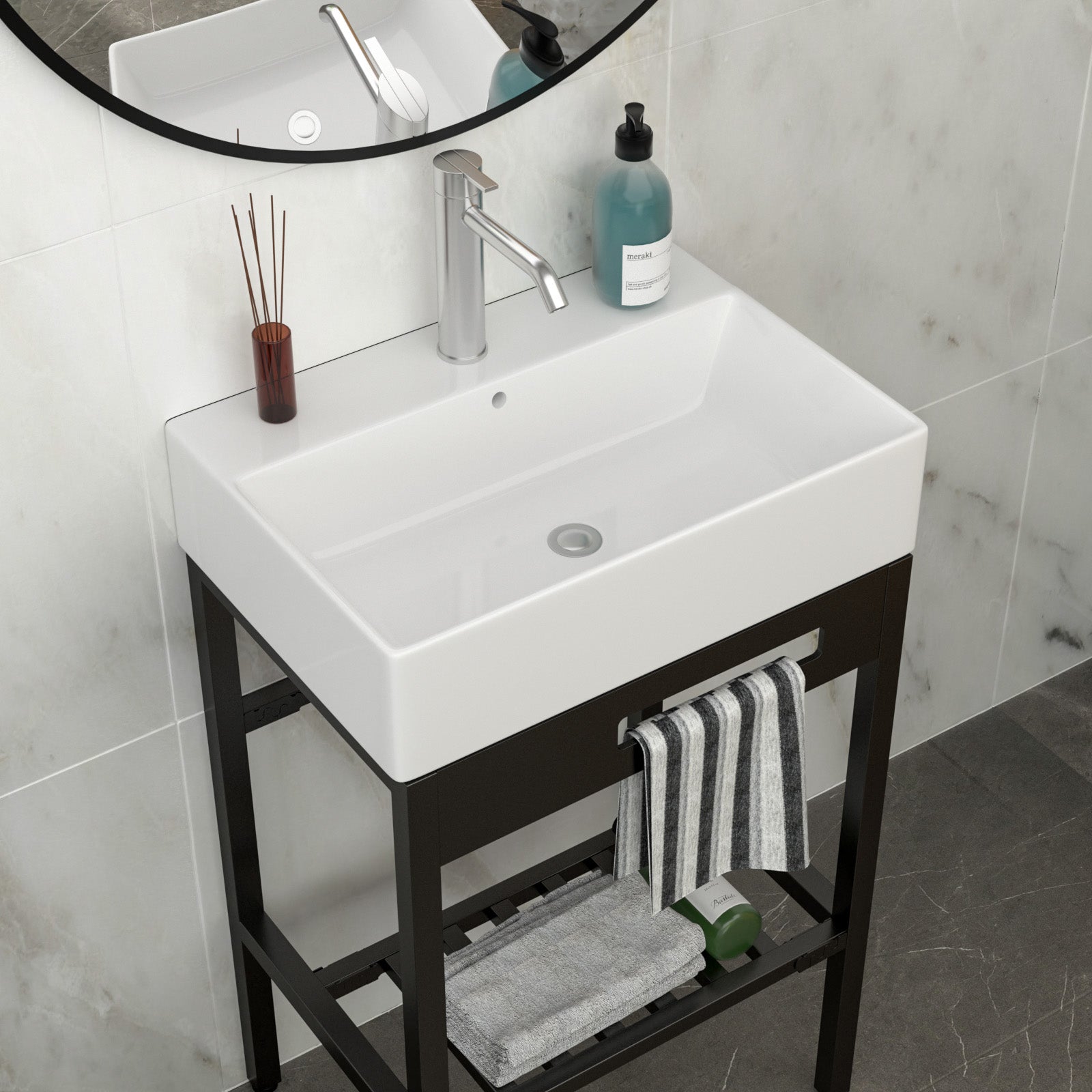 24" x 16.75" Bathroom Ceramic Console Sink with Overflow