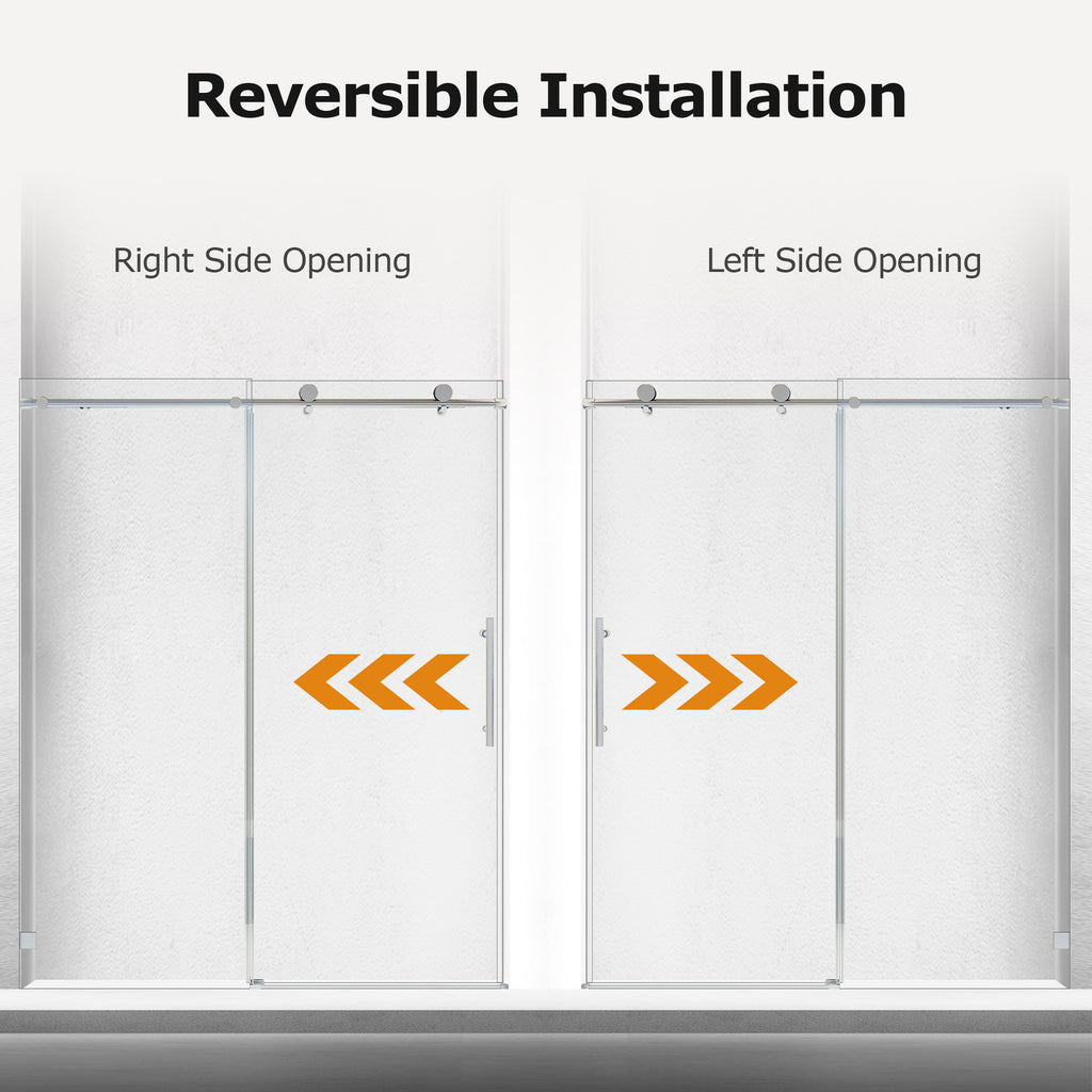 Frameless Single Sliding Shower Doors with Soft-Close Mechanism