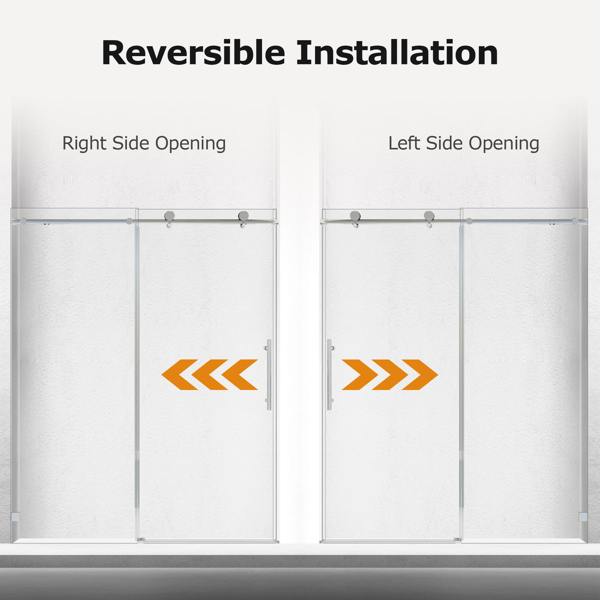 Frameless Single Sliding Shower Doors with Soft-Close Mechanism