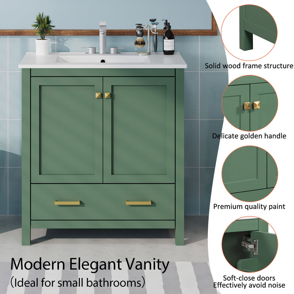 30 Inch Green Bathroom Vanity