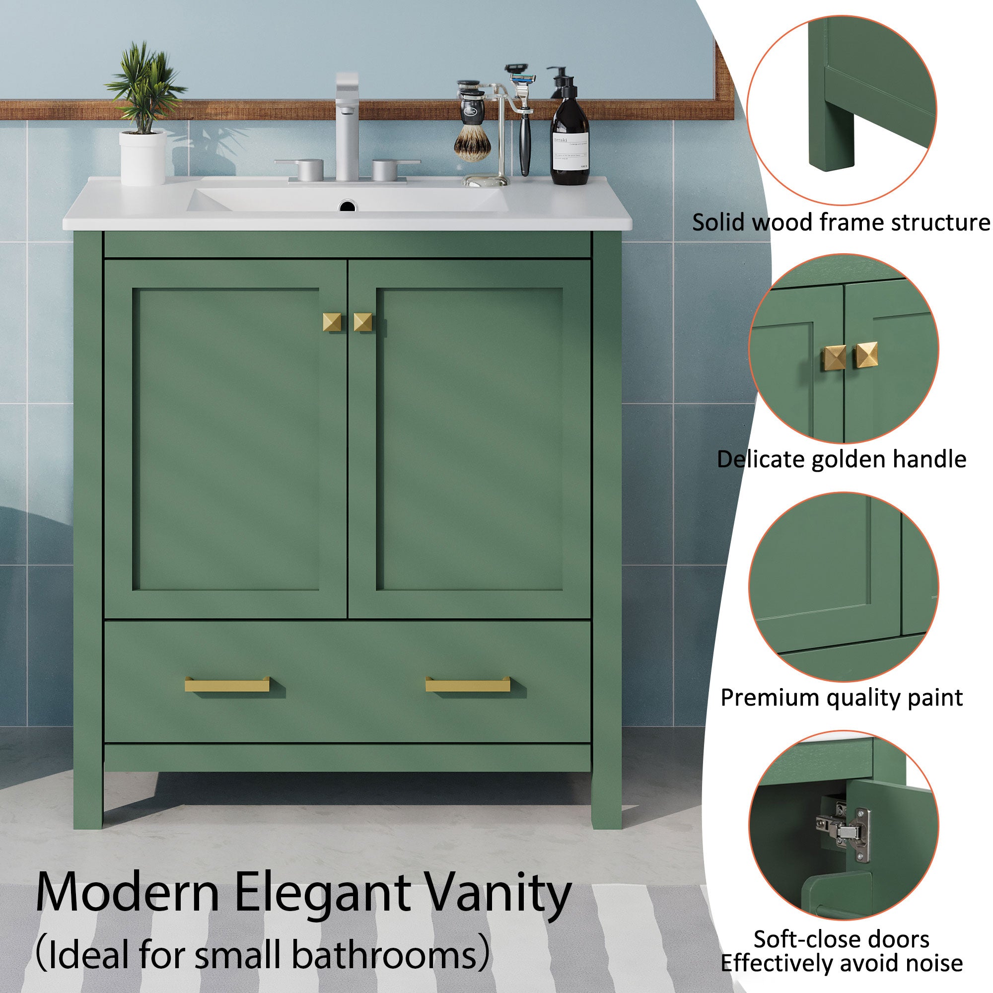 30 Inch Green Bathroom Vanity