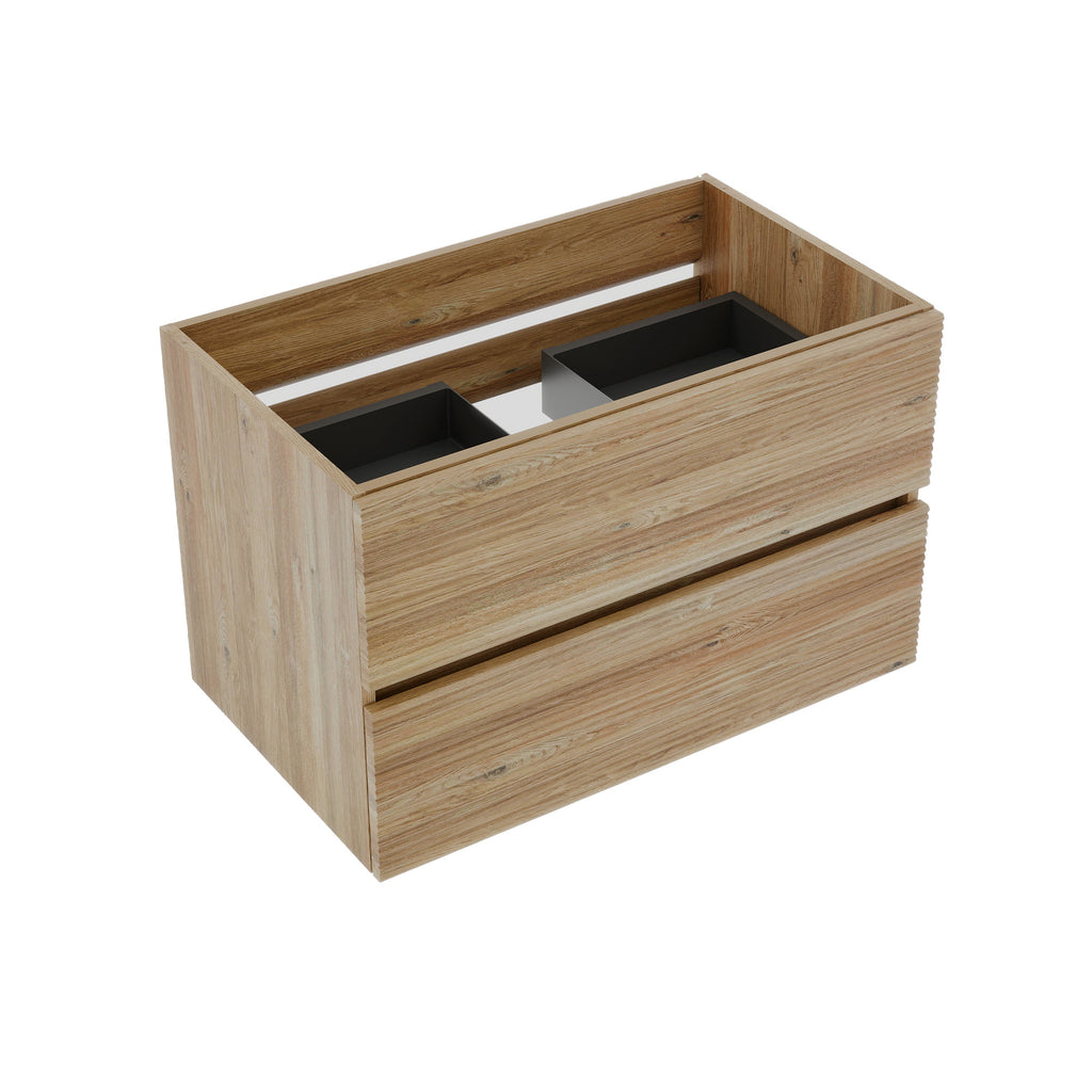 Grace 30 Wall-Mounted Bathroom Vanity, Rough Oak, Soft-Close Drawers