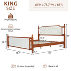 King Size Upholstered Platform Bed with Button Tufted Headboard