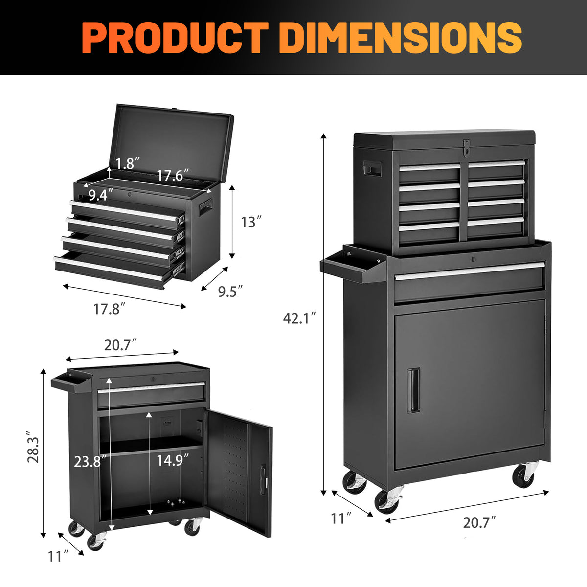 5-Drawer Rolling Tool Storage Cabinet