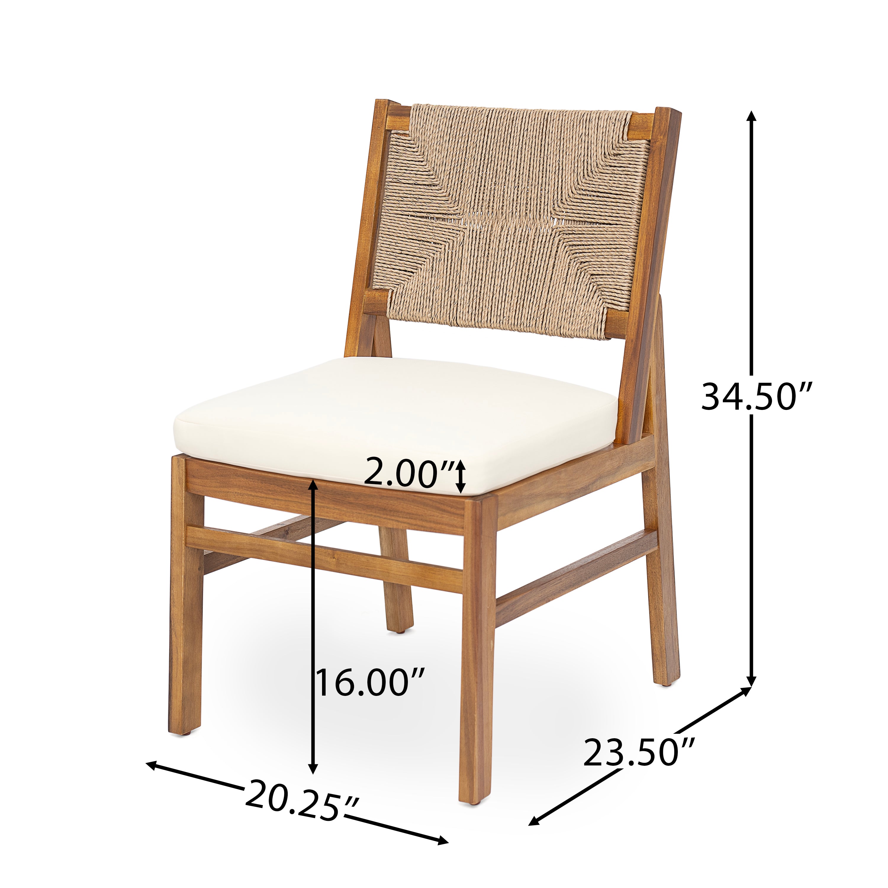 5 Piece Acacia Wood Outdoor Patio Dining Set