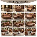 41.3" Upholstered Faux Leather Sofa with Nailhead Trim