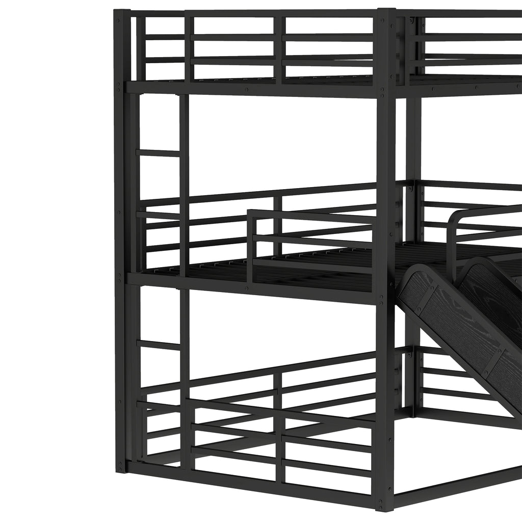 Full Over Full Over Full Bunk Bed with Slide