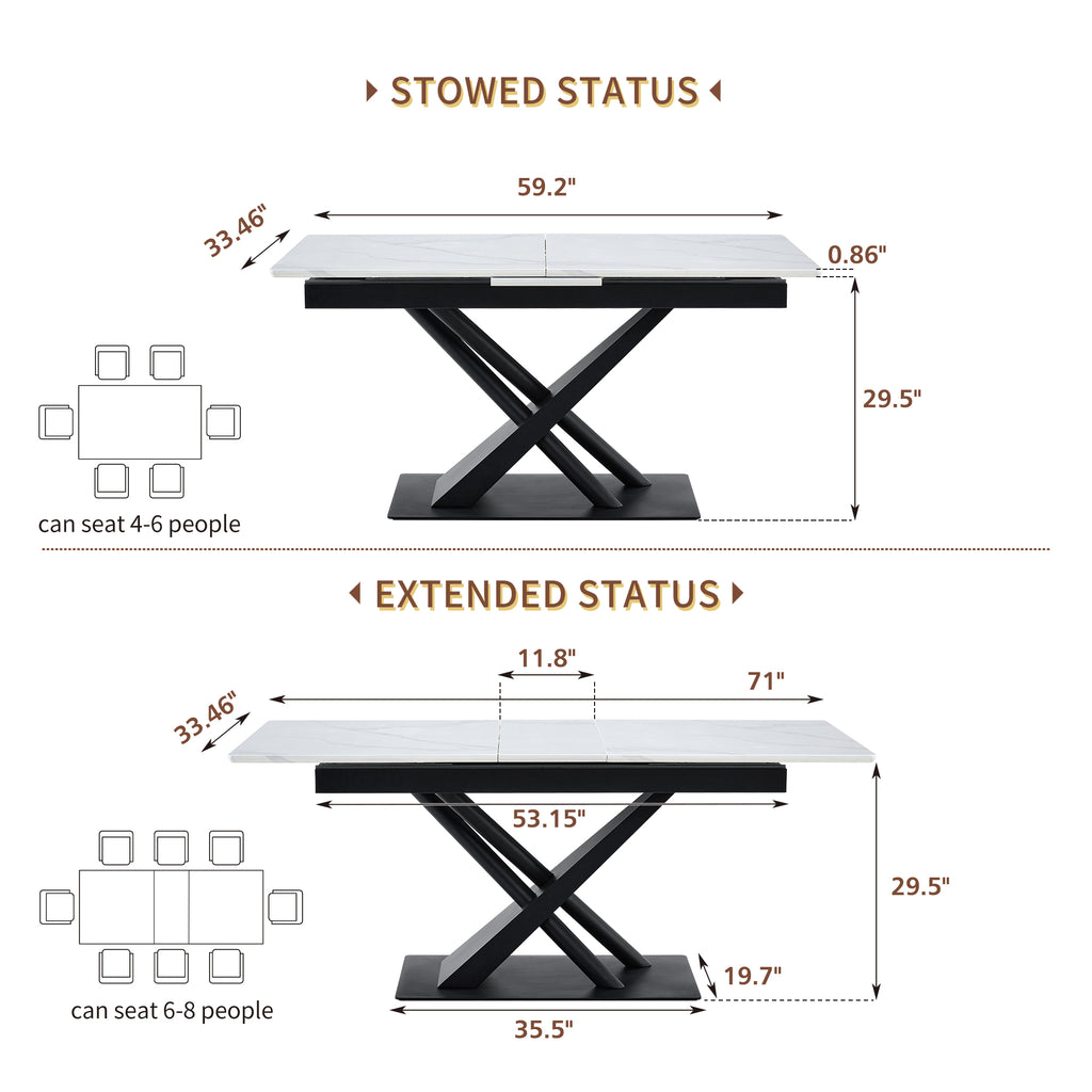 Modern Dining Table with Extendable Functionality