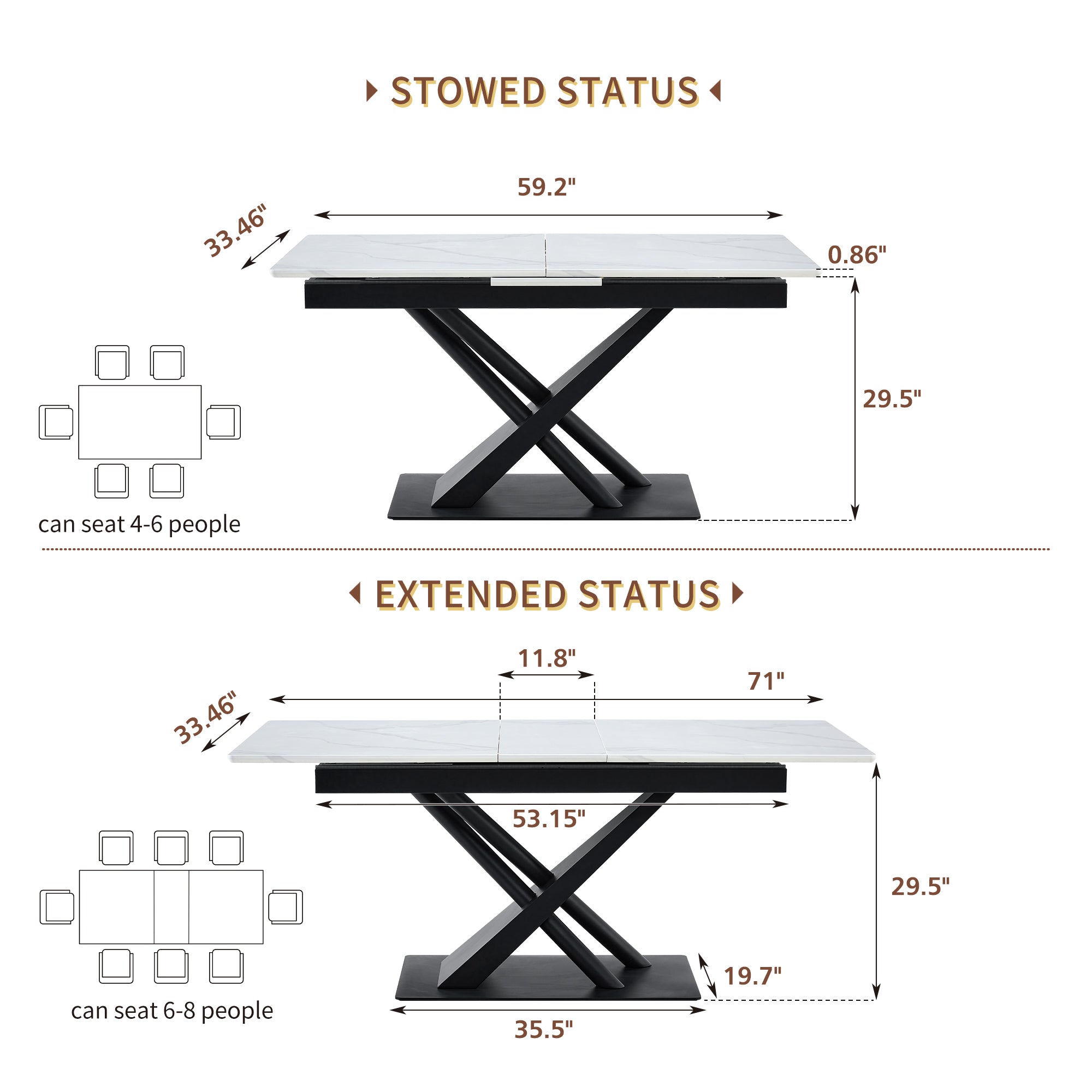 Modern Dining Table with Extendable Functionality