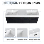 60 Inch Wall-Mounted Bathroom Vanity with Sink and Storage Rack