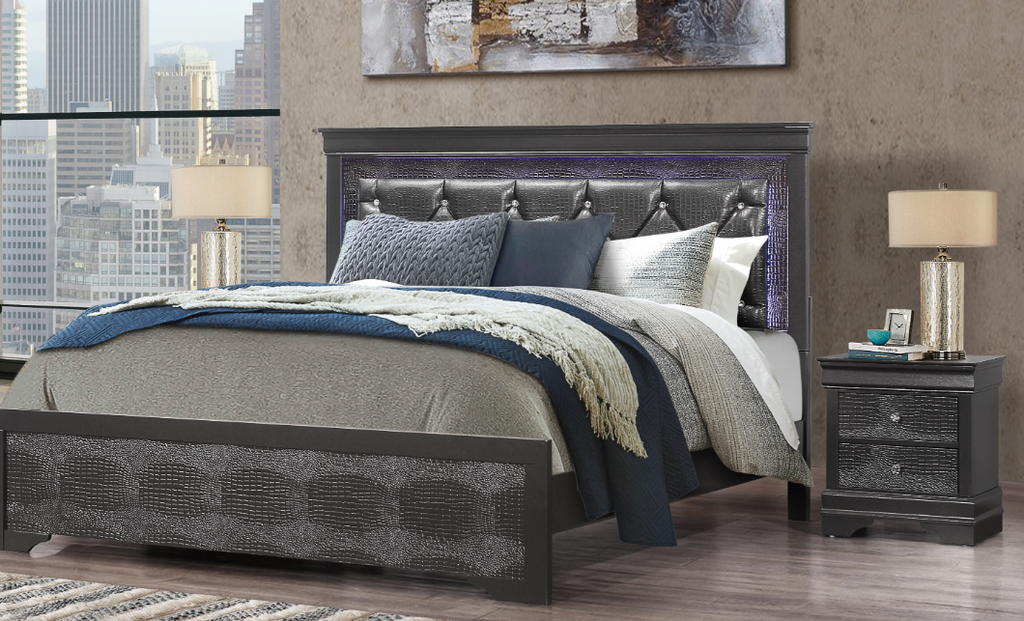Shaker Bed with Tufted Headboard