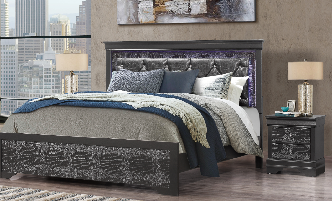 Shaker Bed with Tufted Headboard