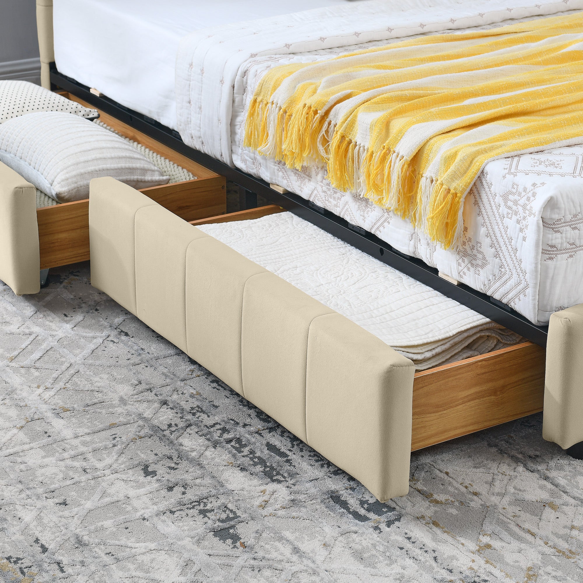 Full Size Storage Upholstered Tufted Bed Frame