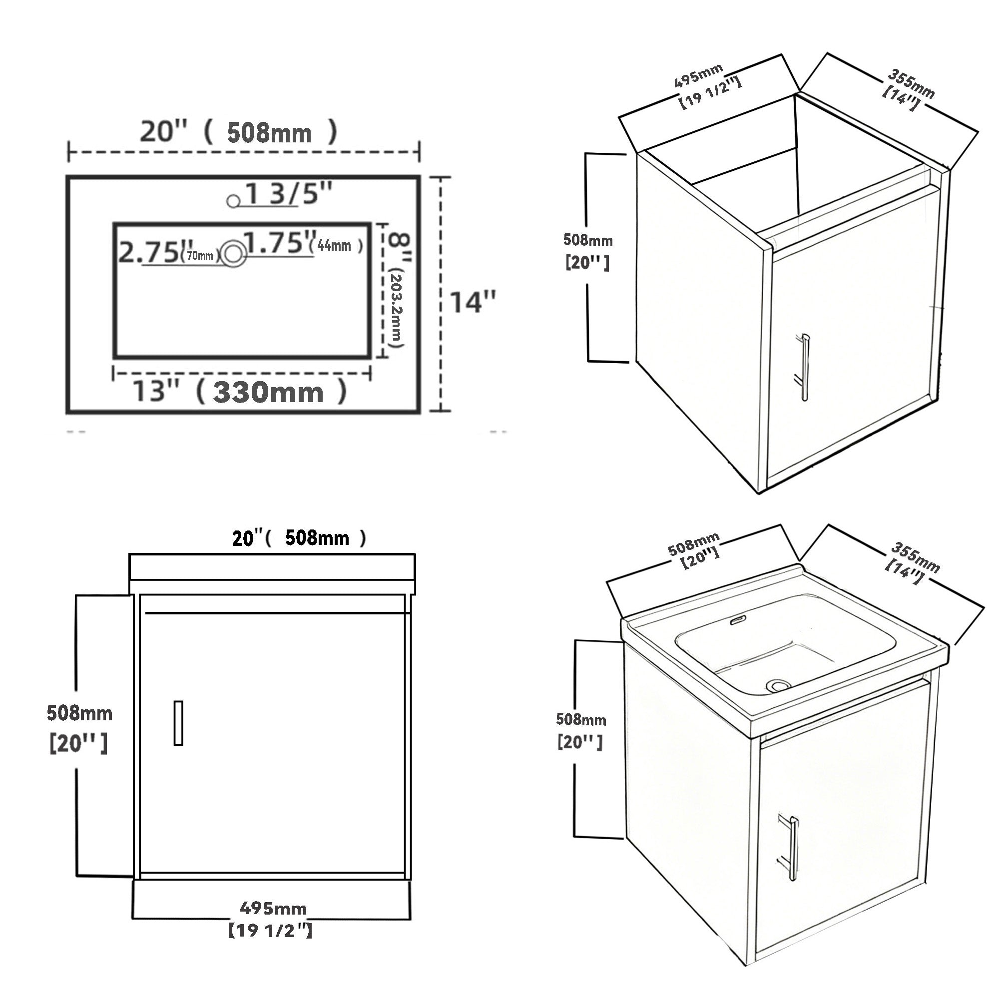 20" Floating Bathroom Vanity Combo