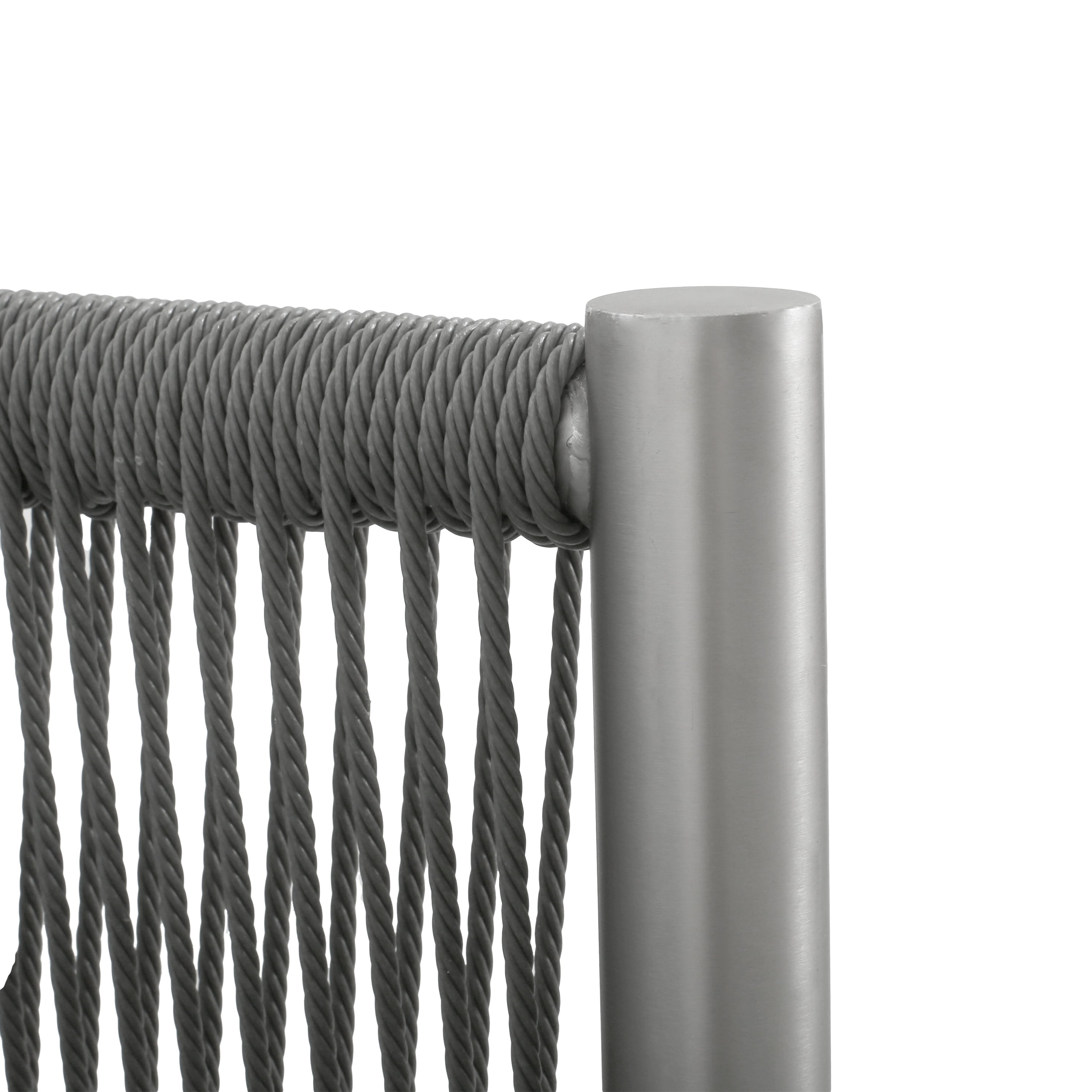 Hargrove Club Chair Stylish Aluminum Frame Braided Rope Sofa Silver Grey