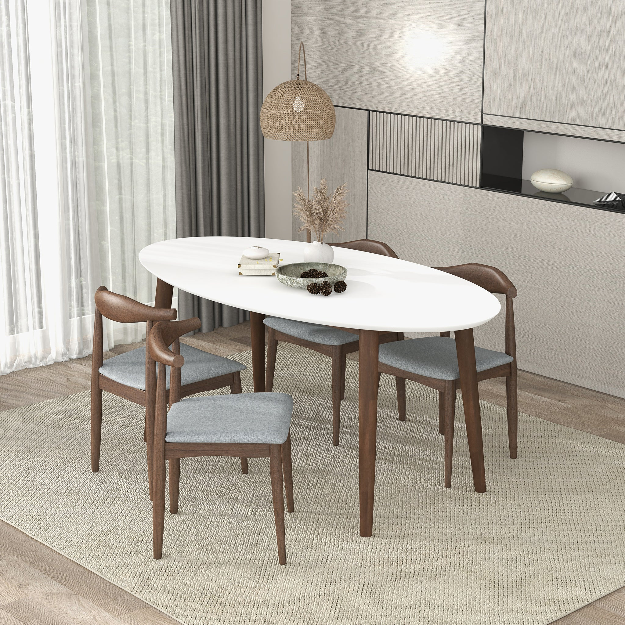 Ada Mid Century Modern Solid Wood Dining Table