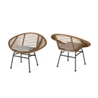 Engle Outdoor Woven Patio Chair with Cushions (Set of 2)
