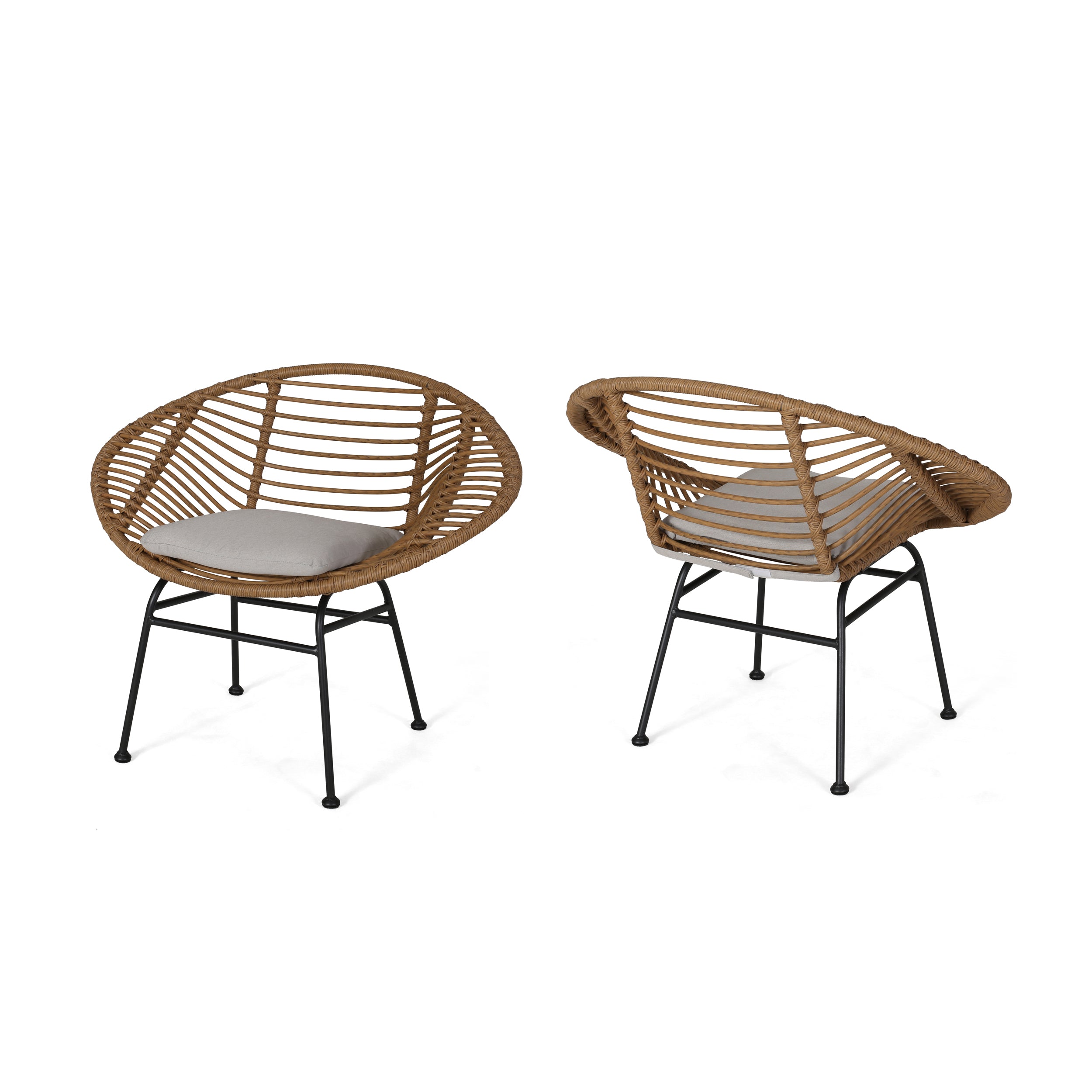 Engle Outdoor Woven Patio Chair with Cushions (Set of 2)