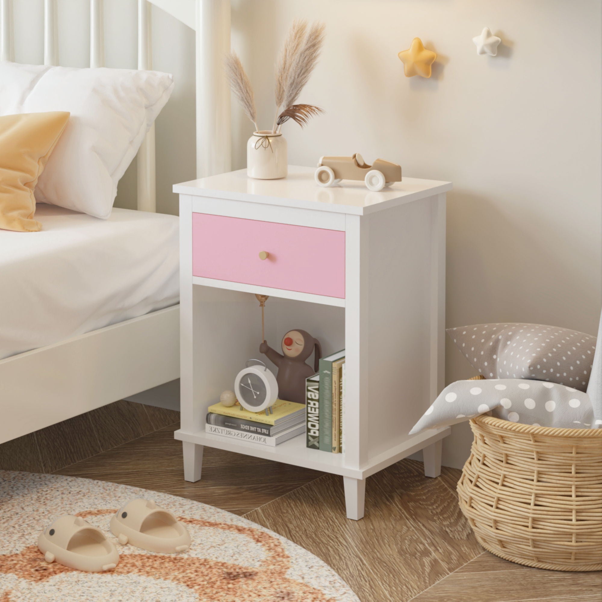 Nightstand With 1 Drawer and 1 Shelf