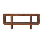 Solid Wood Orion Curved Media Unit, 3 Open Slots, Chestnut