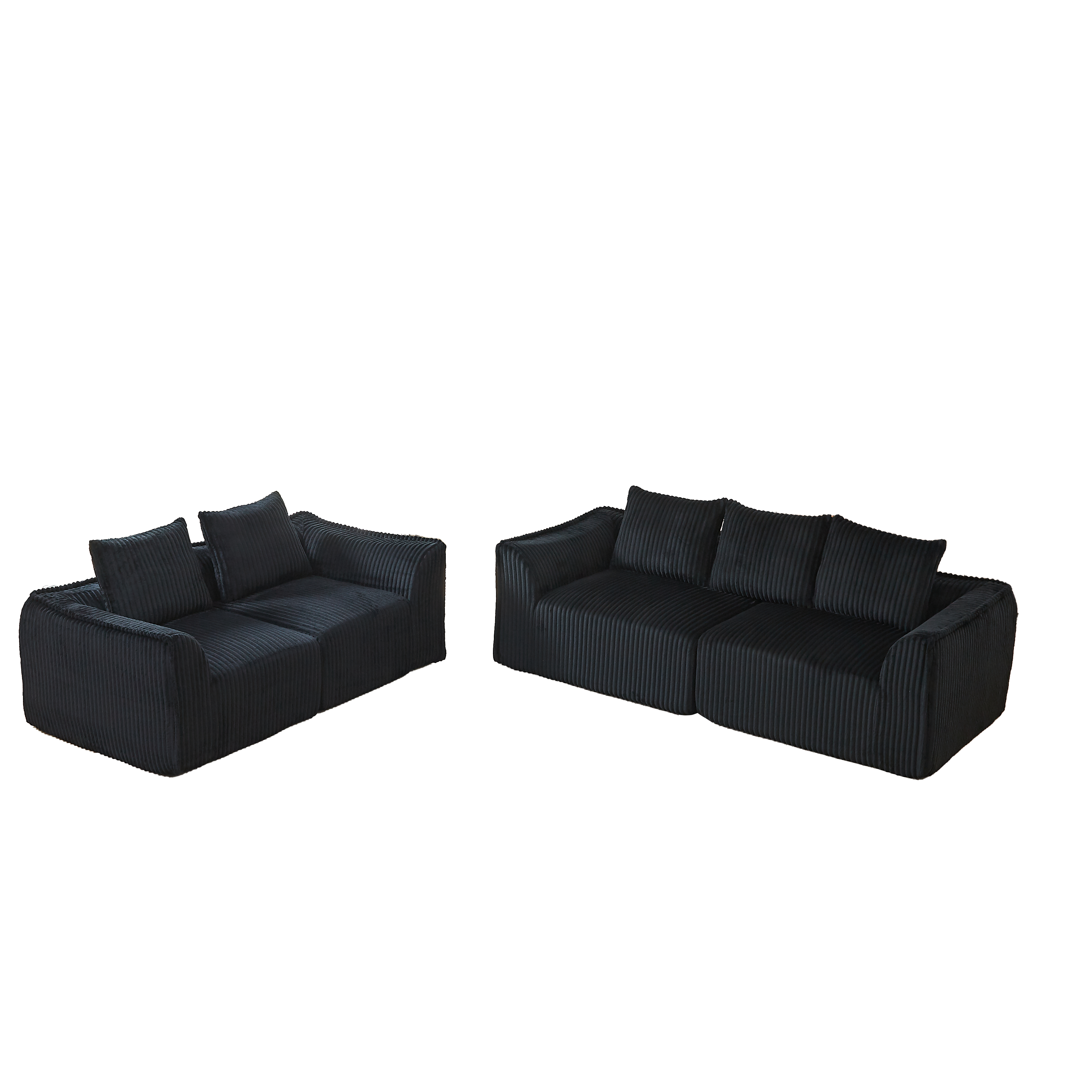 Minimalist 3+2 Seater Corduroy Sofa Set with Curved Lines