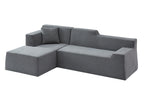 Modern Minimalist L-Shaped Corduroy High Back Sofa