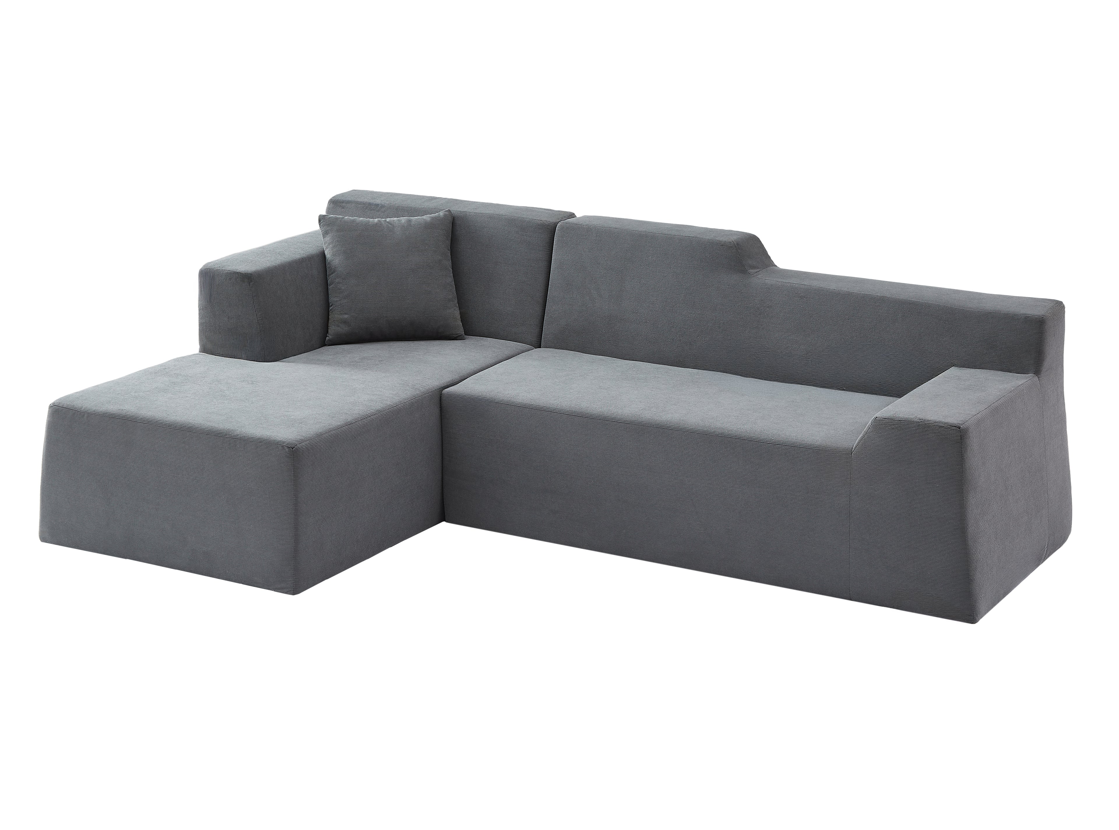 Modern Minimalist L-Shaped Corduroy High Back Sofa
