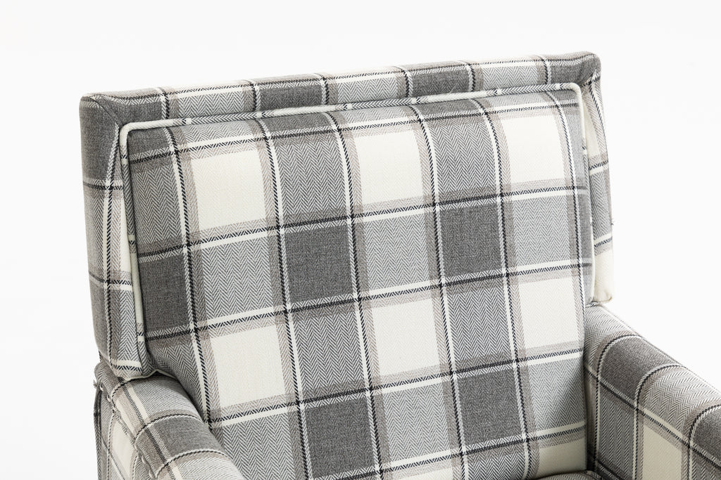 Upholstered Accent Chair, Vintage Armchair with Solid Wood Legs