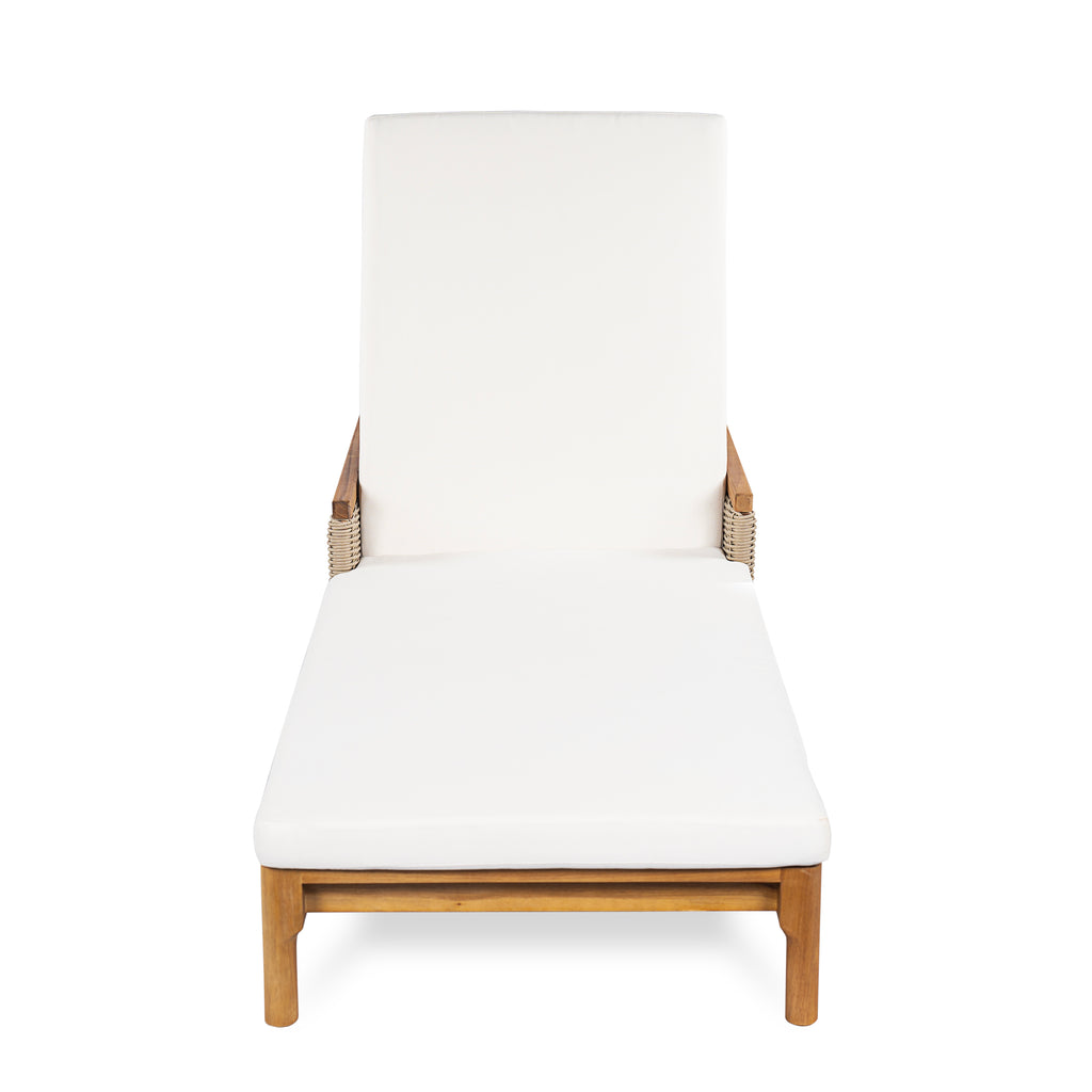 76.8" Solid Acacia Wood Sun Chaise Lounger Set of 2