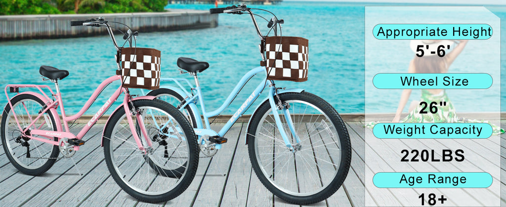 26 Inch 7-Speed City Commuter Bike